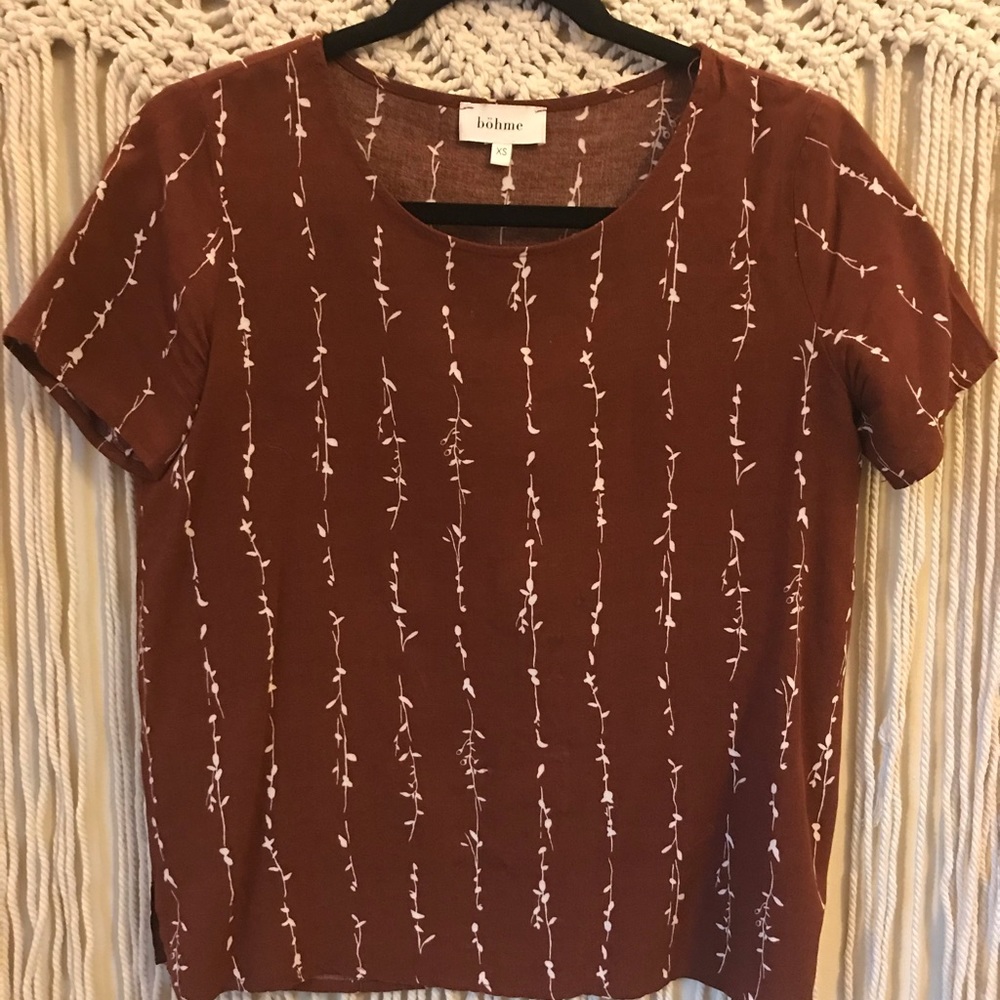 Bohme Vine Patterned Top in Brown - Small